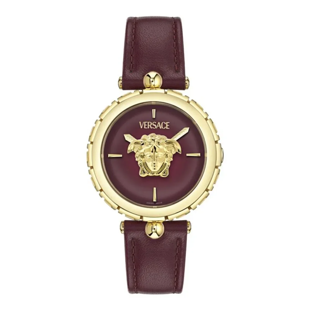 Versace Medusa Jewel Leather Watch Gold Womens